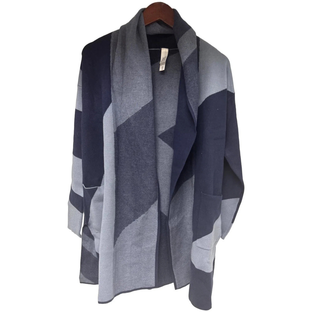 Wynne Collection Women's Open Front Cardigan Blue - Regular